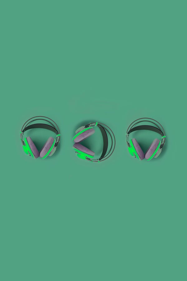 Headphones on Green Background